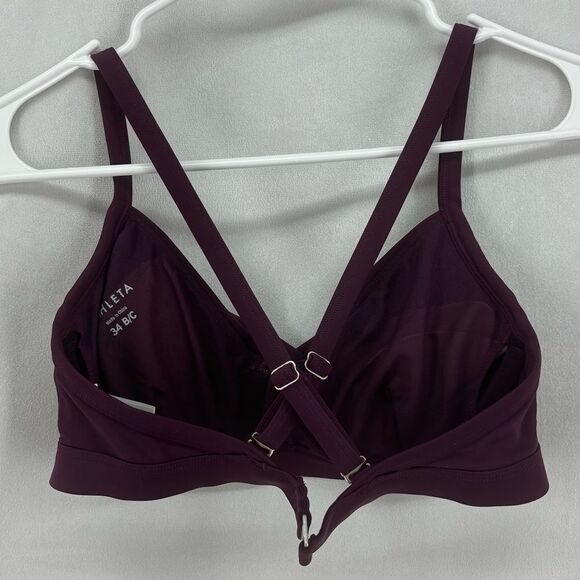 Athleta Women’s 34B/C Dark Purple Burgundy Bra Halter Crossback Underwire - Picture 3 of 7